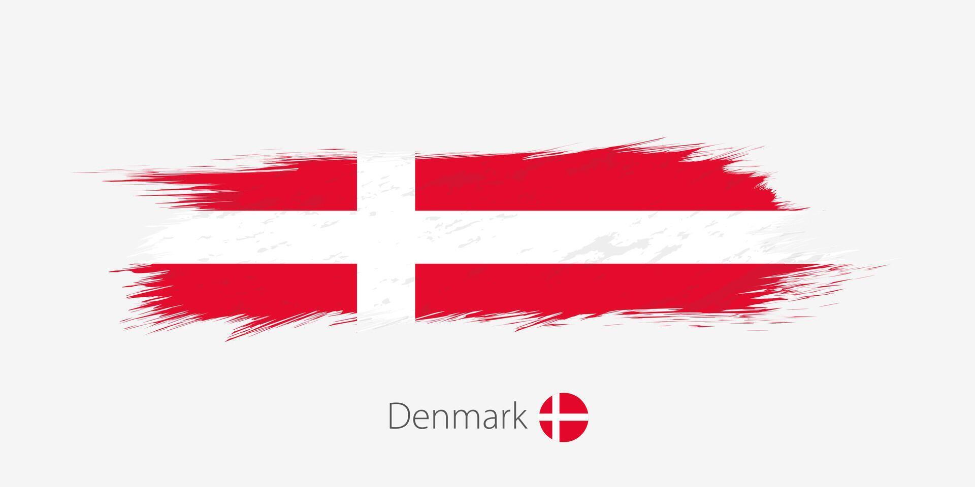 drapeau de Danemark, grunge abstrait brosse accident vasculaire cérébral sur gris Contexte. vecteur