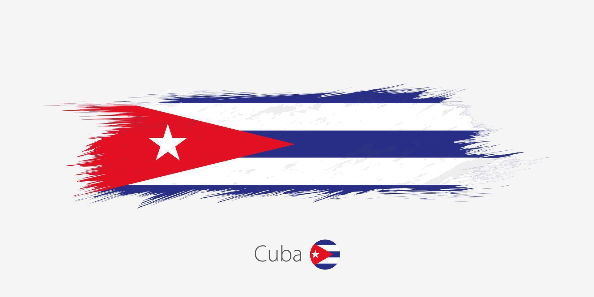 drapeau de Cuba, grunge abstrait brosse accident vasculaire cérébral sur gris Contexte. vecteur