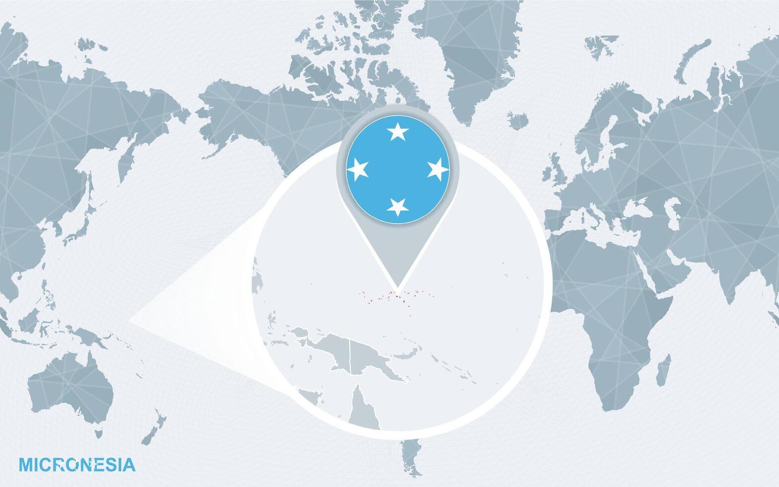 monde carte centré sur Amérique avec agrandie micronésie. vecteur