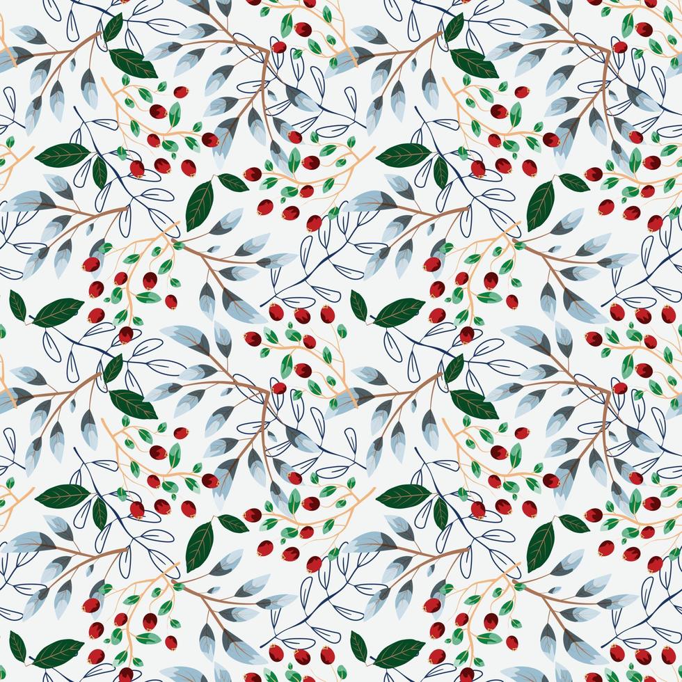 laisser le motif avec des baies. modèle sans couture d'hiver avec des baies et des branches. pour textile, papier, papier peint, emballage. modèle vectoriel. vecteur