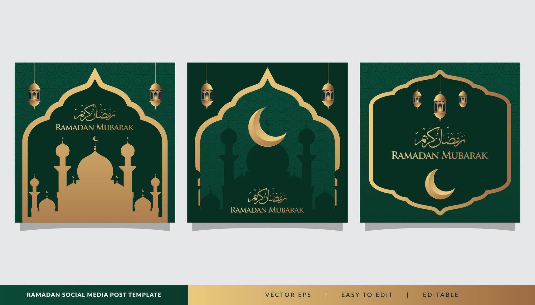 islamique modèle arrière-plan, vert ensemble carré bannière pour Ramadan kareem alimentation social médias Publier vecteur