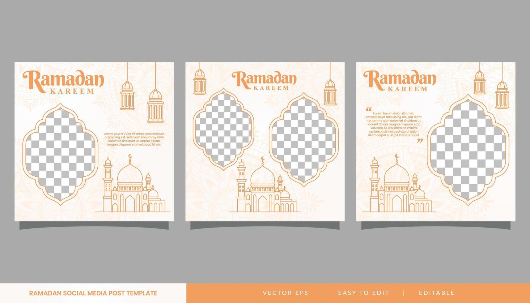 Ramadan kareem vente bannière islamique social médias Publier avec vide espace pour photo vecteur