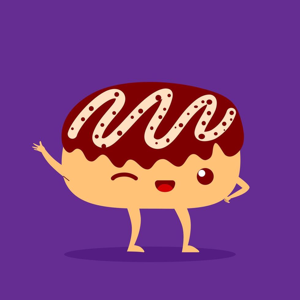 Donut dessin animé personnage vecteur
