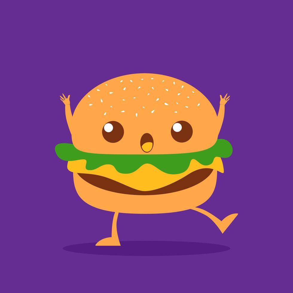 personnage de dessin animé de hamburger vecteur