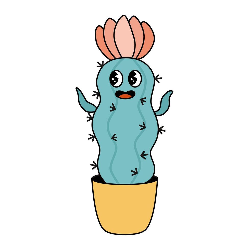 mignonne sensationnel cactus dessin animé personnage. vecteur illustration