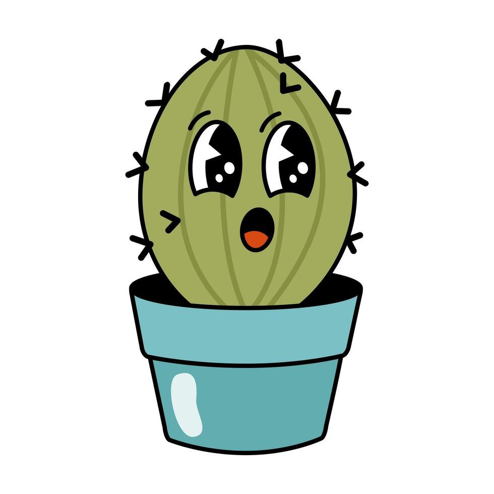 mignonne sensationnel cactus dessin animé personnage. vecteur illustration