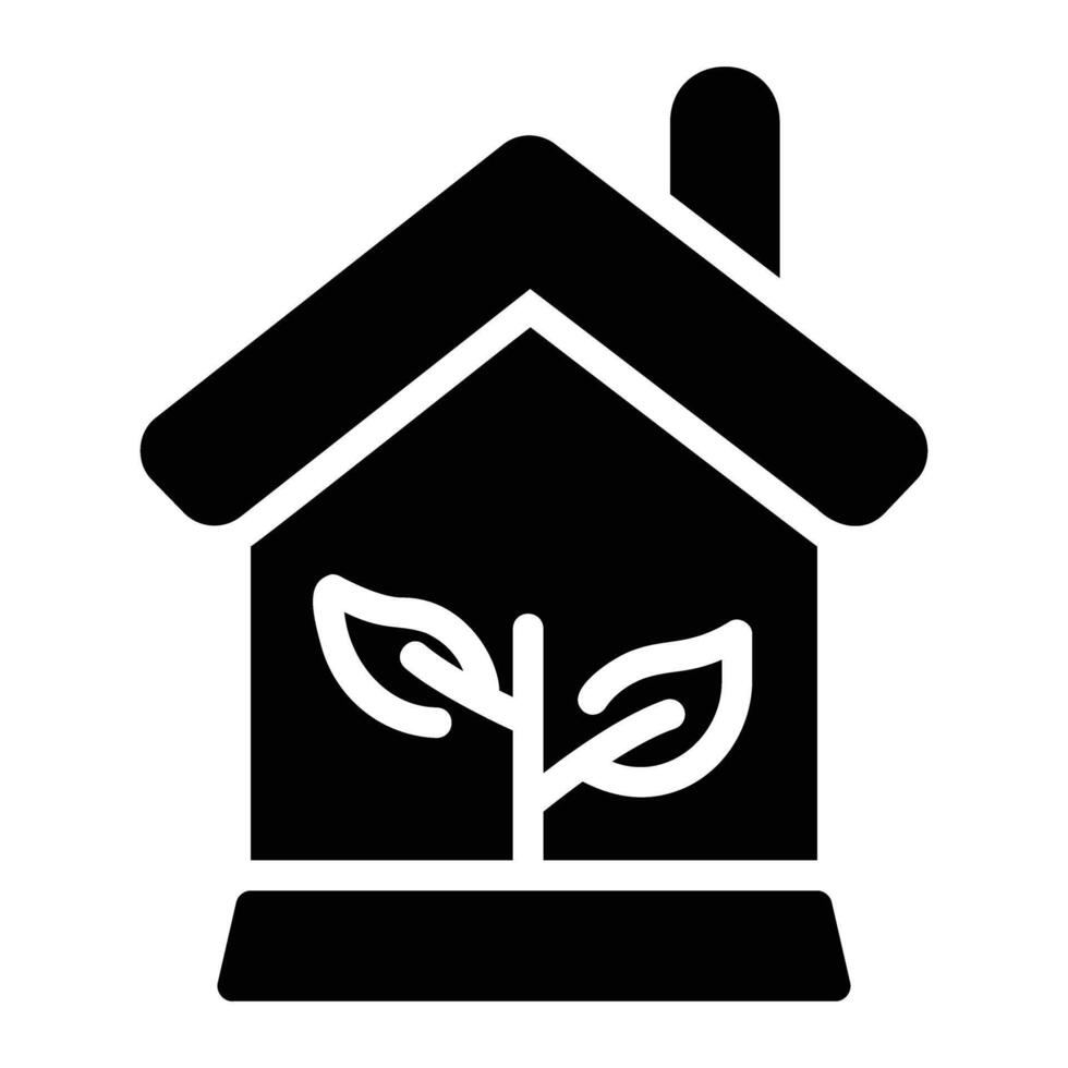 éco maison glyphe icône Contexte blanc vecteur