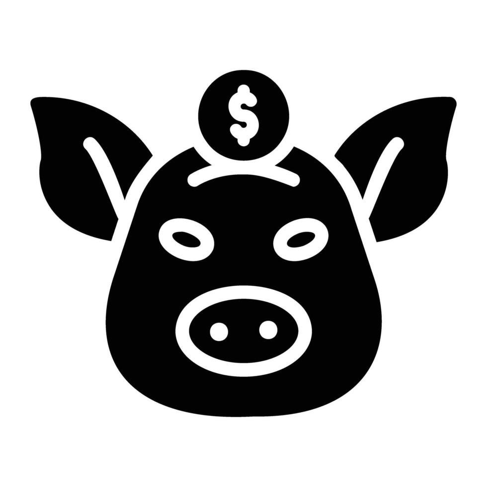 porcin banque glyphe icône Contexte blanc vecteur