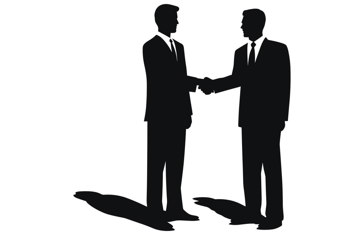 deux silhouette homme d'affaire main secouer, affaires homme poignée de main accord concept plat vecteur illustration