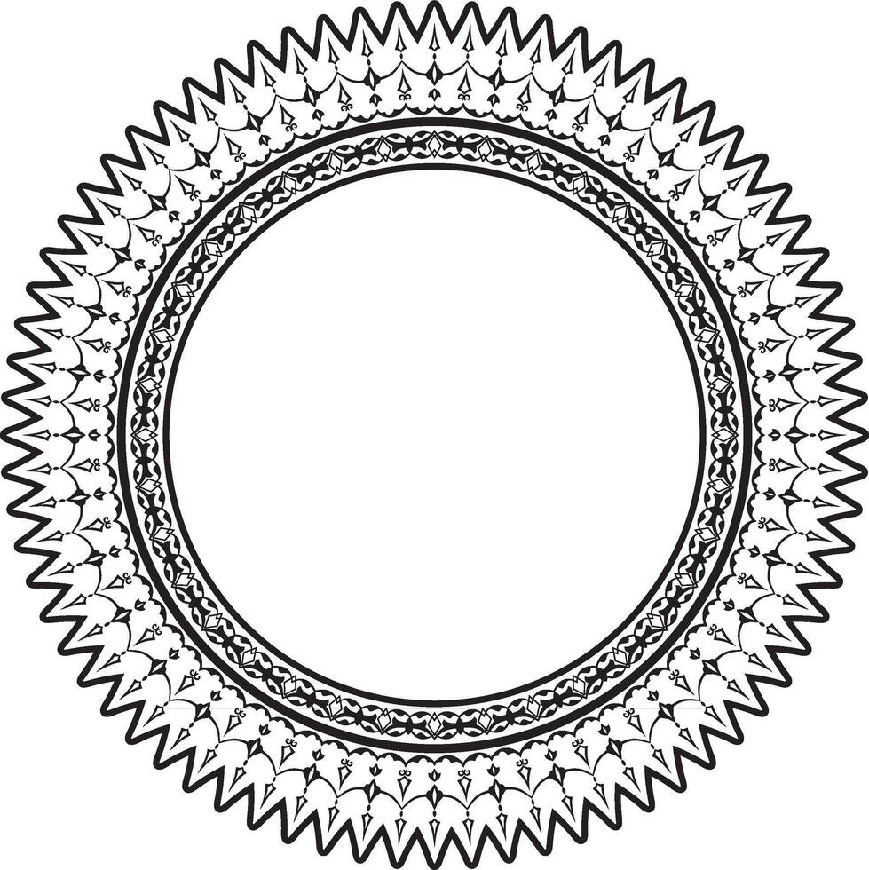 vecteur noir monochrome rond turc ornement. ottoman cercle, anneau, Cadre