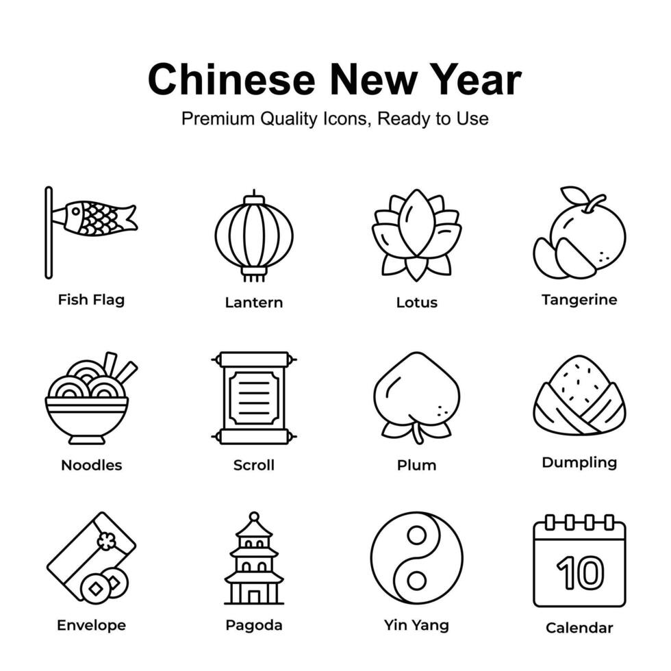 saisir cette magnifiquement conçu chinois Nouveau année Icônes ensemble vecteur