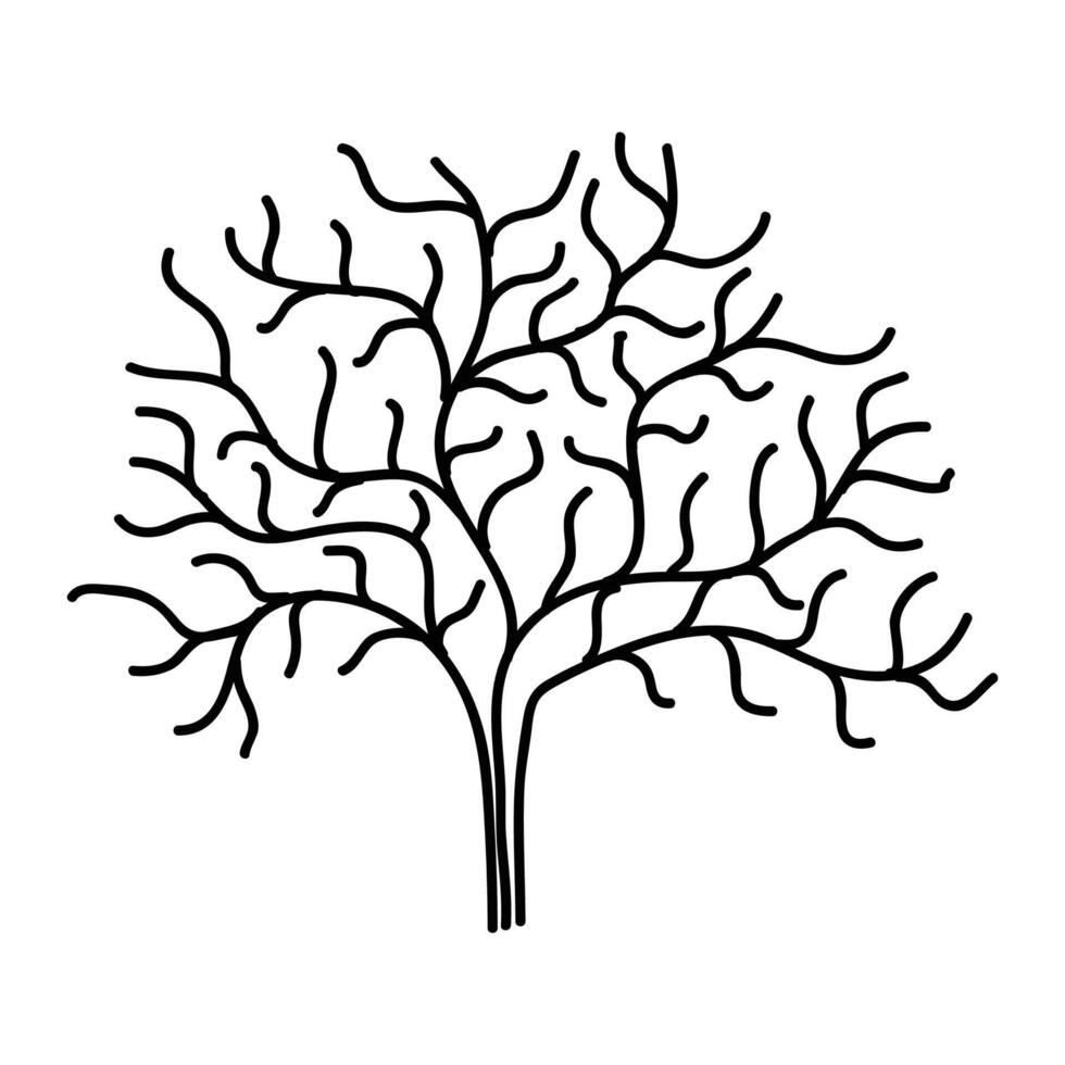 main tiré arbre contour, arbre ligne art noir et blanc esquisser dessin vecteur