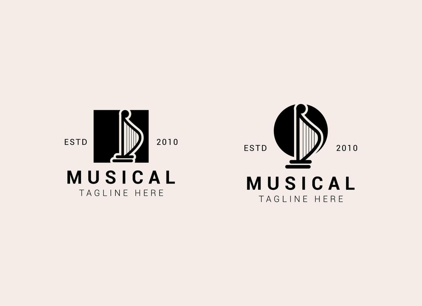 Créatif et Facile musical instrument logo. harpe logo conception vecteur illustration