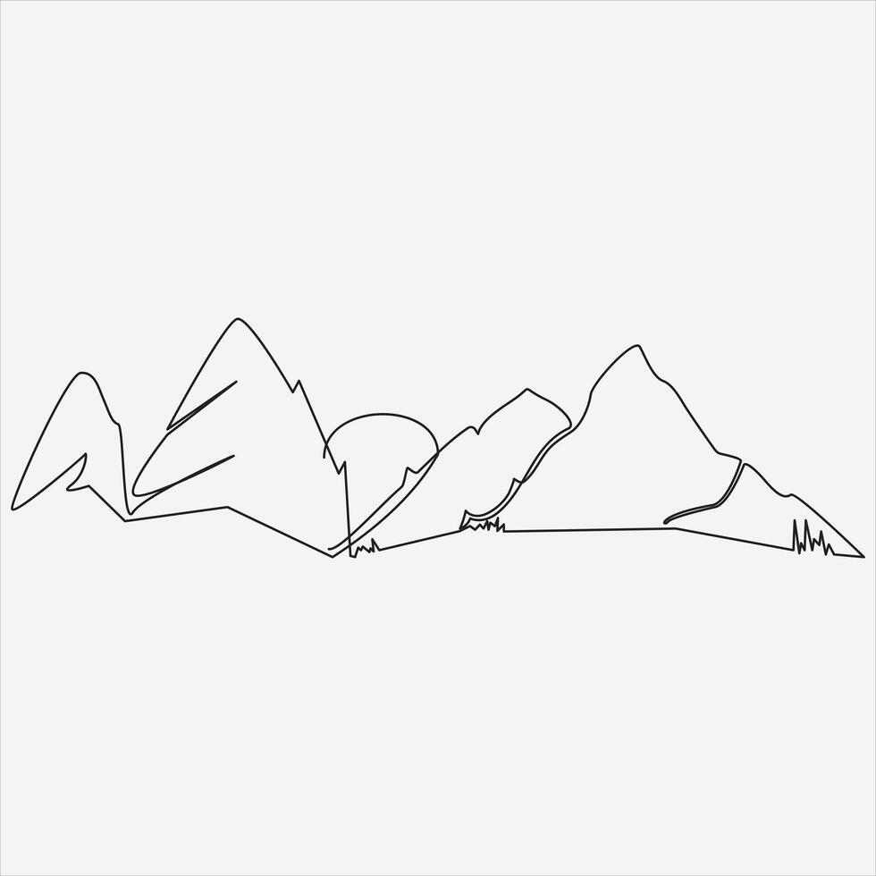 continu ligne main dessin vecteur illustration Montagne art