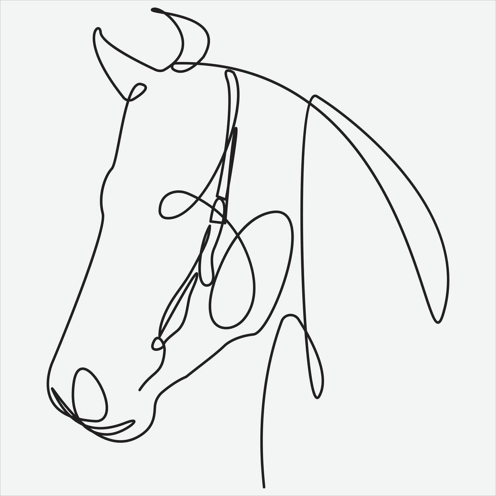 continu ligne main dessin vecteur illustration cheval art