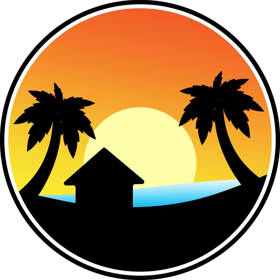 plage, recours silhouette logo conception vecteur