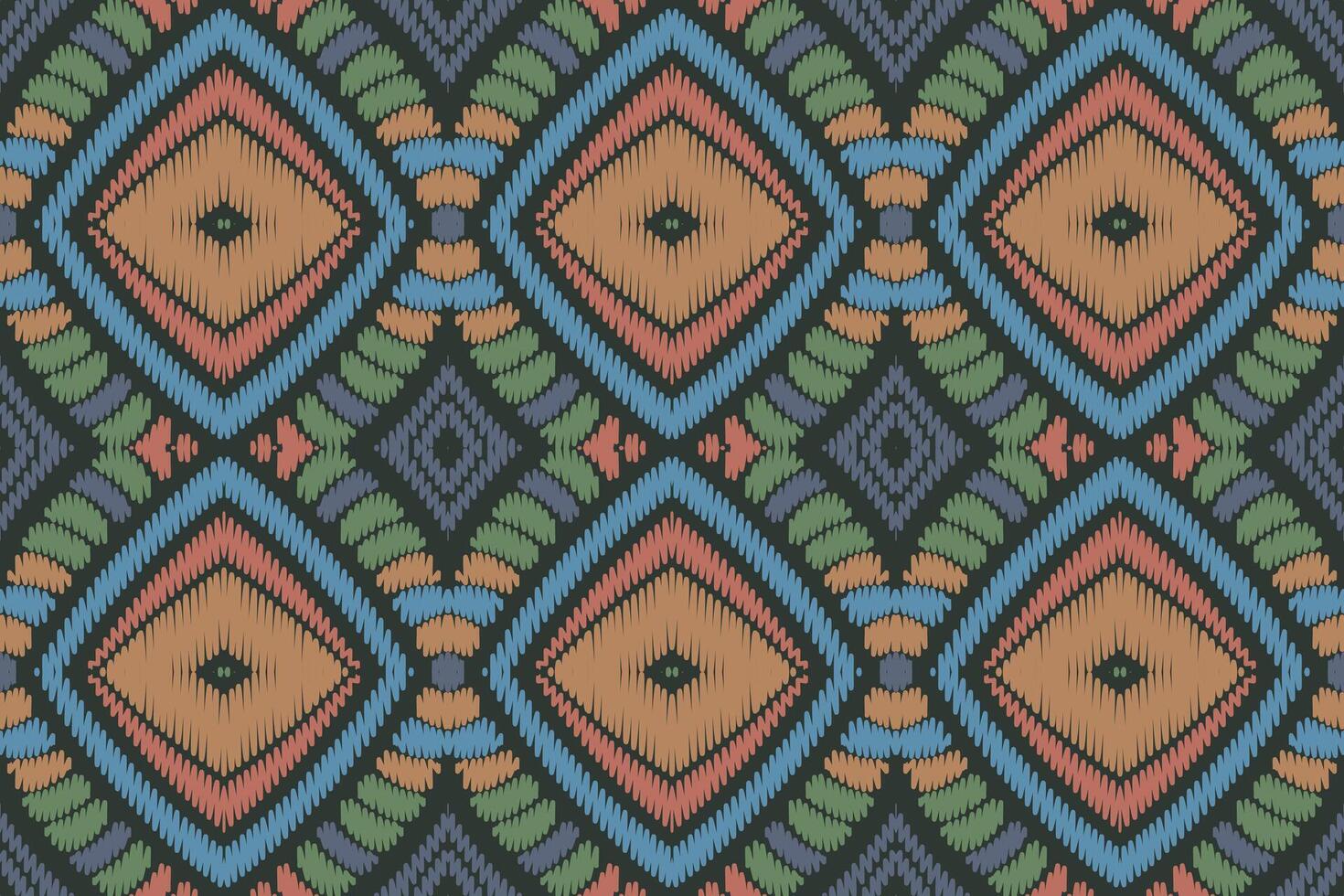 modèle sans couture ikat ethnique en tribal. conception pour le fond, papier peint, illustration vectorielle, tissu, vêtements, tapis, textile, batik, broderie. vecteur