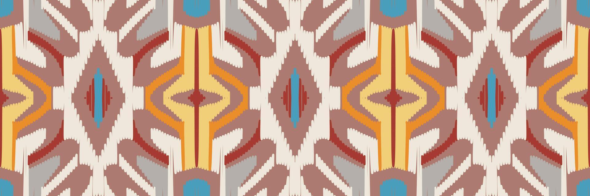 modèle sans couture ikat ethnique en tribal. conception pour le fond, papier peint, illustration vectorielle, tissu, vêtements, tapis, textile, batik, broderie. vecteur