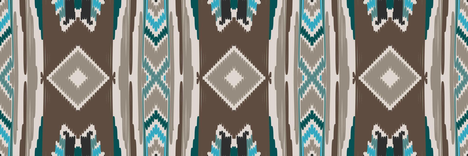 modèle sans couture ikat ethnique en tribal. conception pour le fond, papier peint, illustration vectorielle, tissu, vêtements, tapis, textile, batik, broderie. vecteur