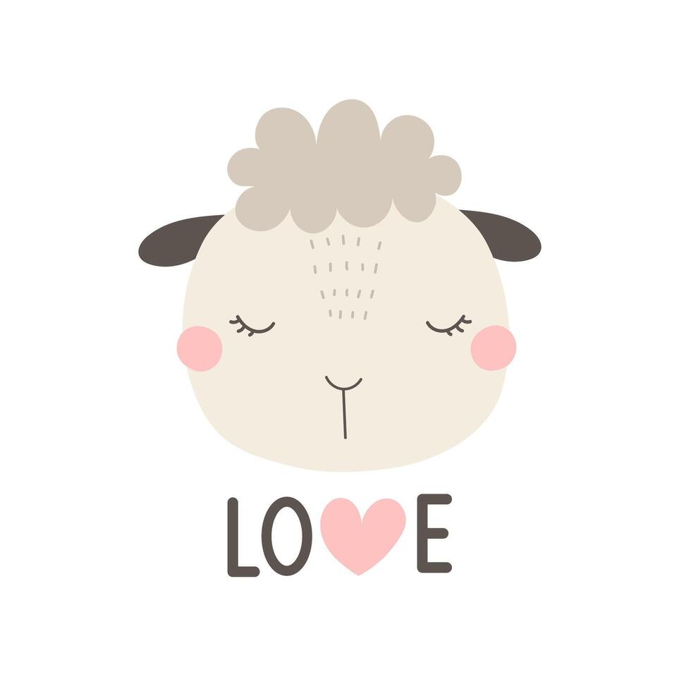 l'amour. dessin animé mouton, main dessin caractères. coloré vecteur illustration, plat style. conception pour imprimer, salutation carte, affiche décoration, couverture