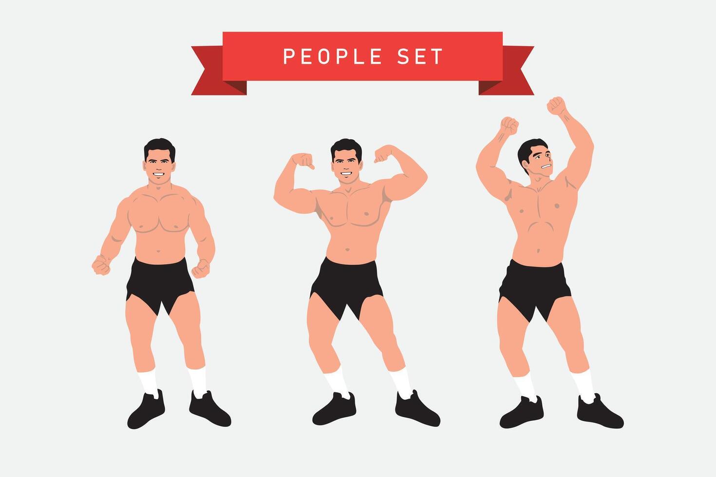 ensemble de vecteur des illustrations de une bodybuilder dans différent pose. plat style.