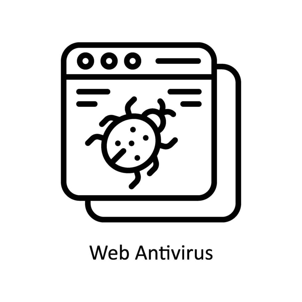 la toile antivirus vecteur contour icône style illustration. eps dix fichier