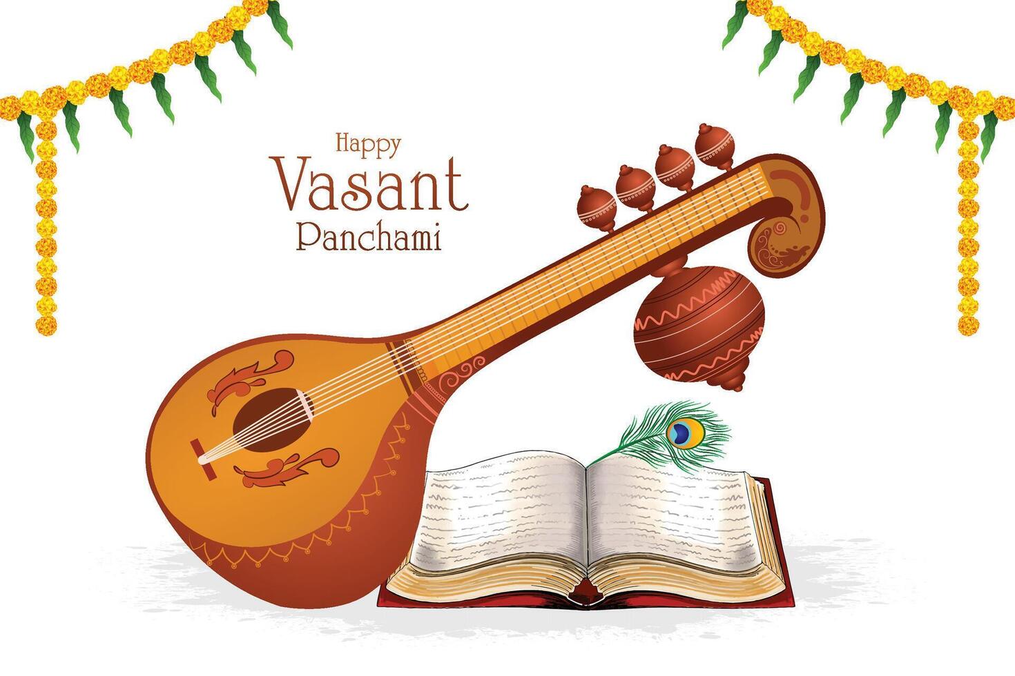 heureux vasant panchami conception de cartes de festival traditionnel indien vecteur