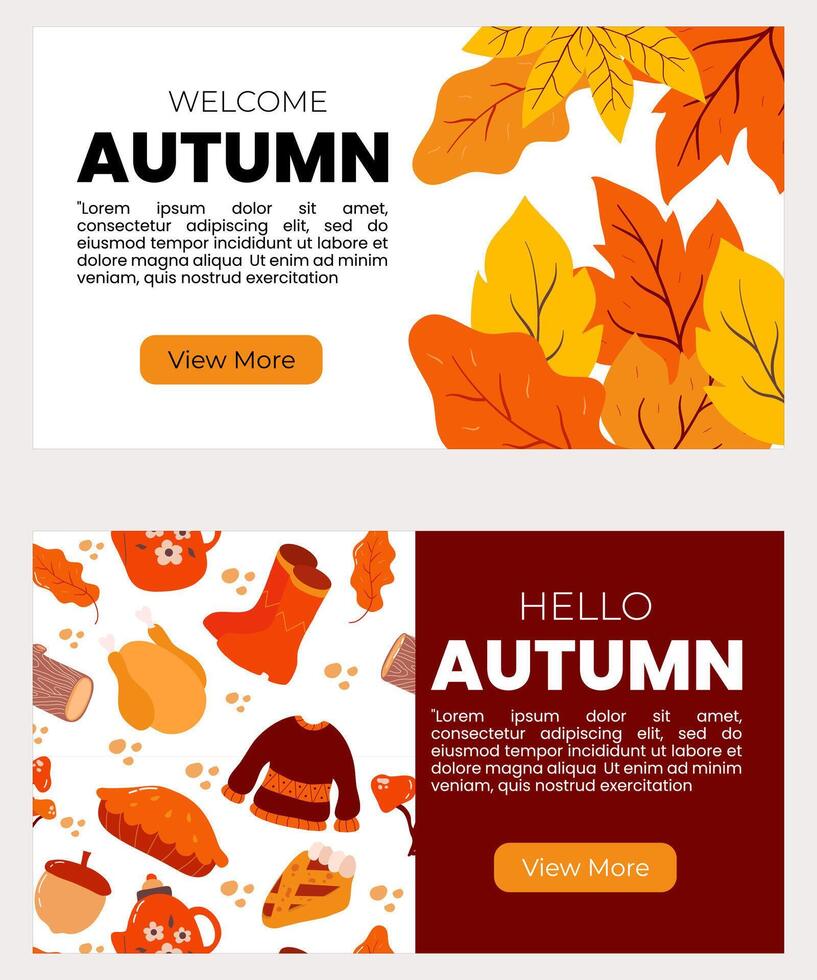 l'automne bannières modèle. site Internet , brochure, présentation, avec main tiré élément vecteur illustration