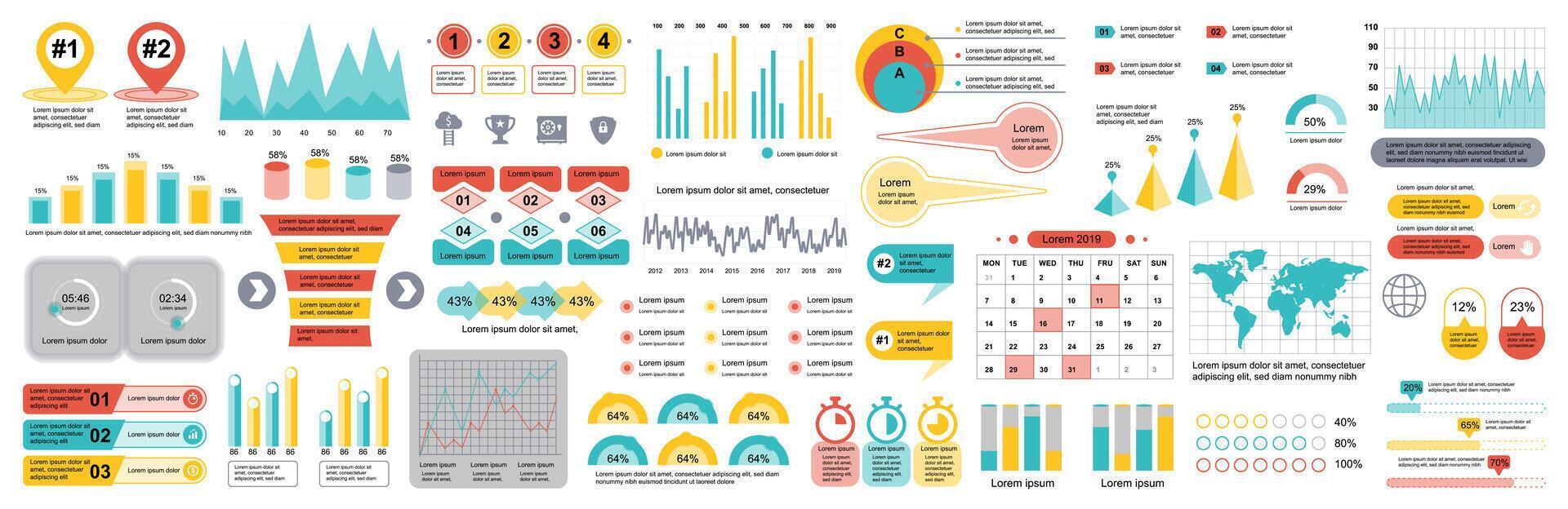 méga ensemble de Voyage infographie éléments Les données visualisation vecteur conception modèle. pouvez être utilisé pour pas, choix, affaires processus, flux de travail, diagramme, organigramme, calendrier. paquet Info graphique.