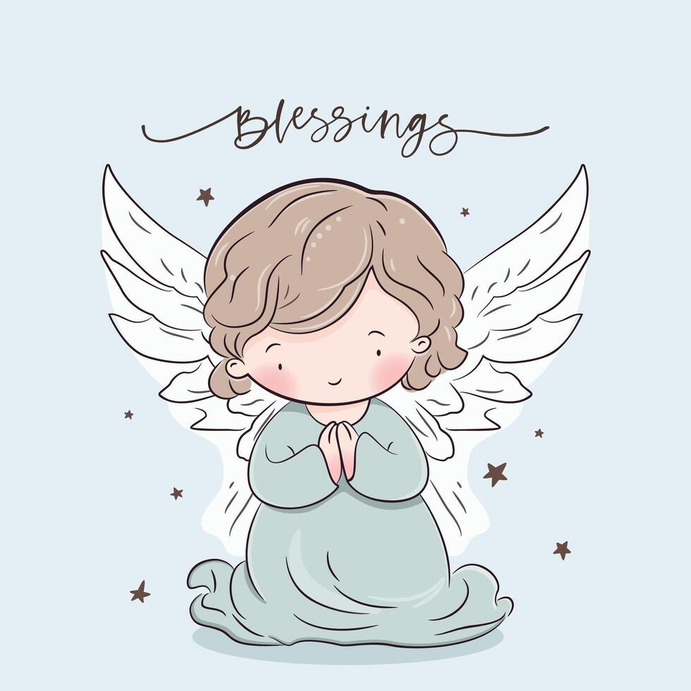 mignonne dessin animé bébé ange pour Noël et Pâques. vecteur