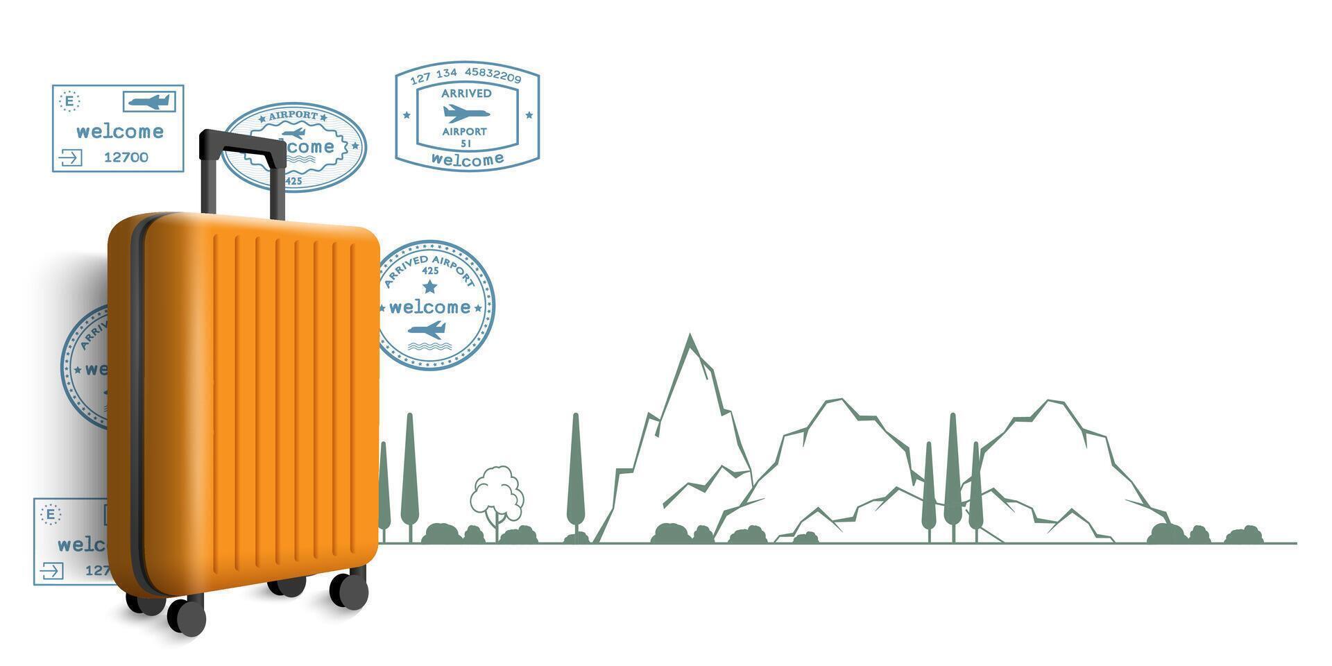 valise 3d style avec différent Voyage éléments vecteur