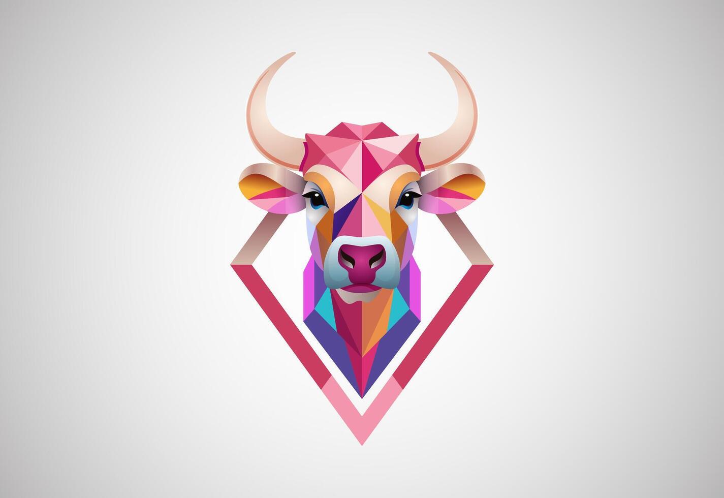 géométrique taureau tête logo conception vecteur illustration
