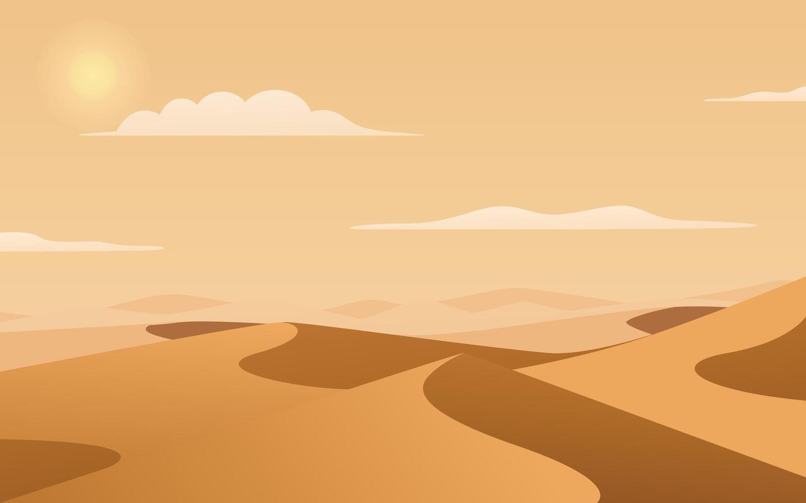 désert paysage avec Soleil vecteur illustration. désert dunes
