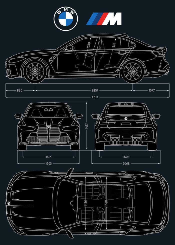 BMW m3 2020 voiture plan vecteur