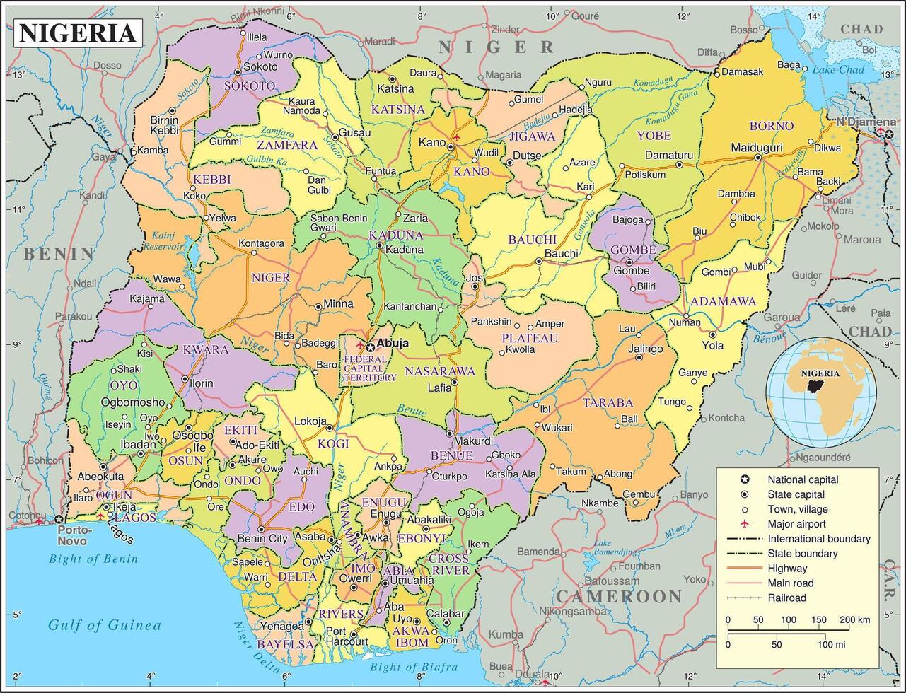 politique carte de Nigeria vecteur