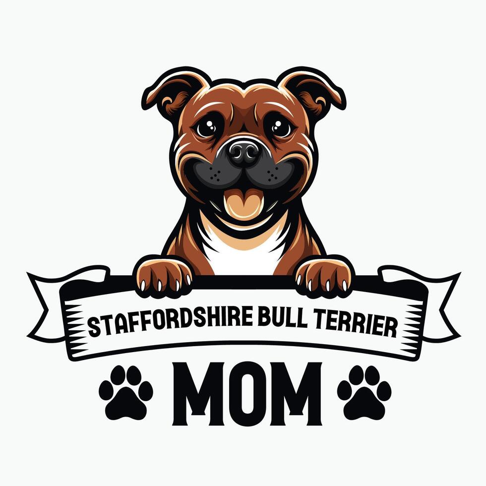 Staffordshire taureau terrier maman T-shirt conception illustration pro vecteur