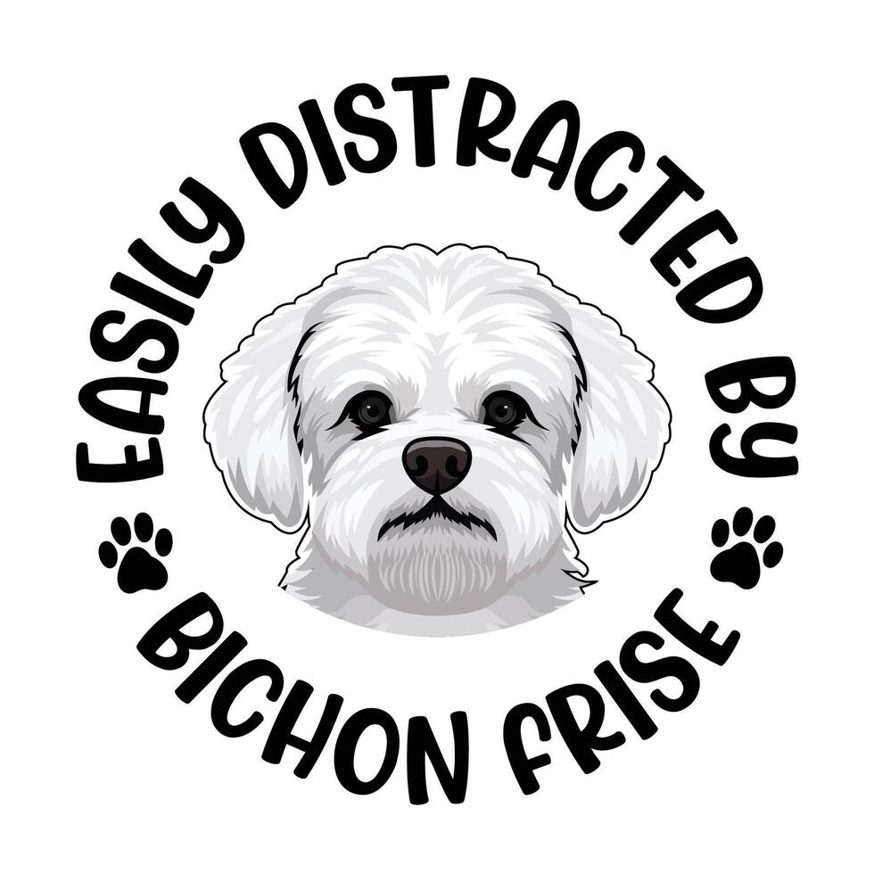 facilement distraits par bichon frise chien typographie t chemise conception pro vecteur