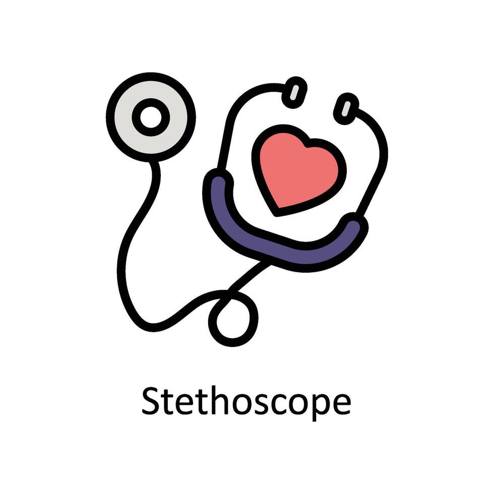 stéthoscope vecteur rempli contour icône style illustration. eps dix fichier