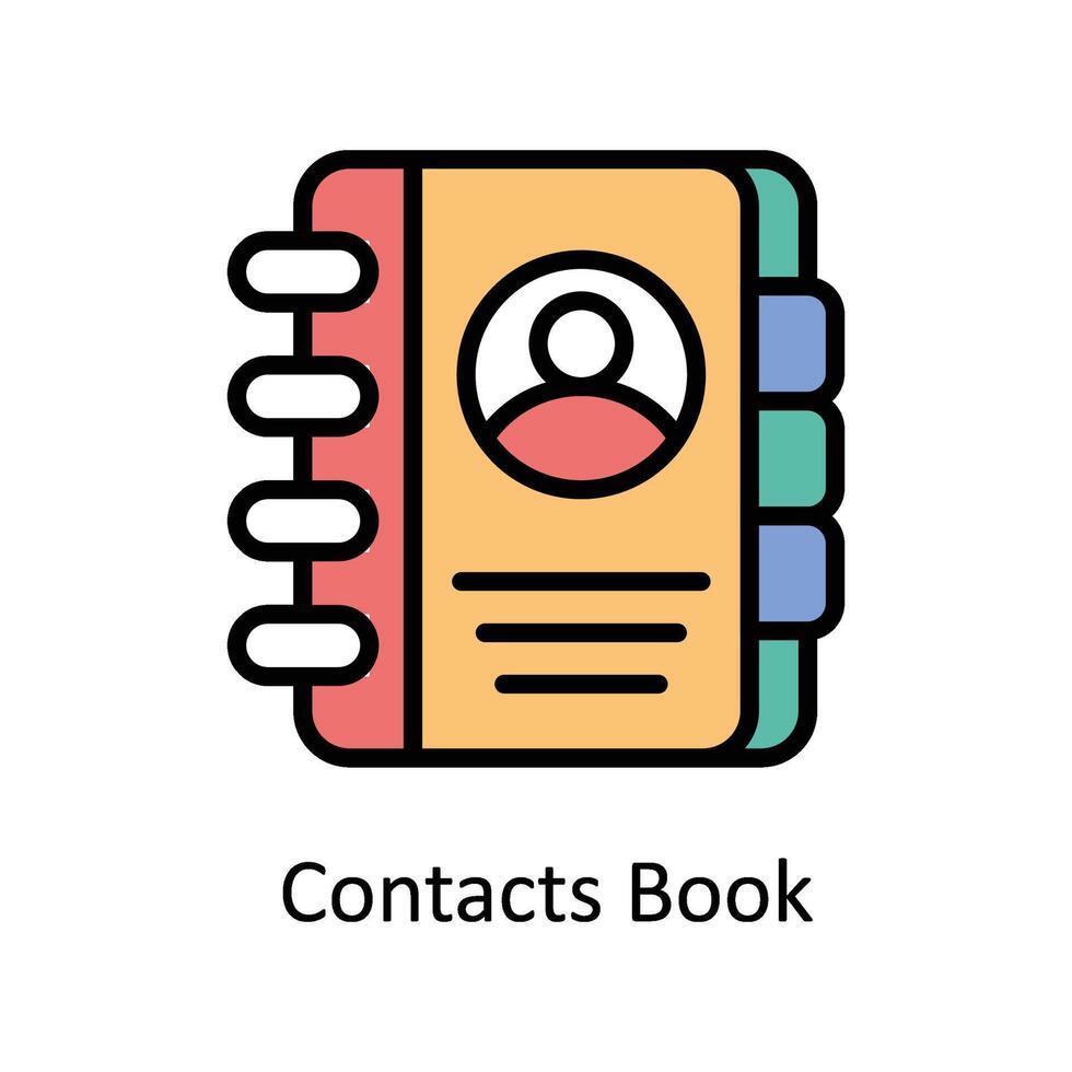 Contacts livre vecteur rempli contour icône style illustration. eps dix fichier