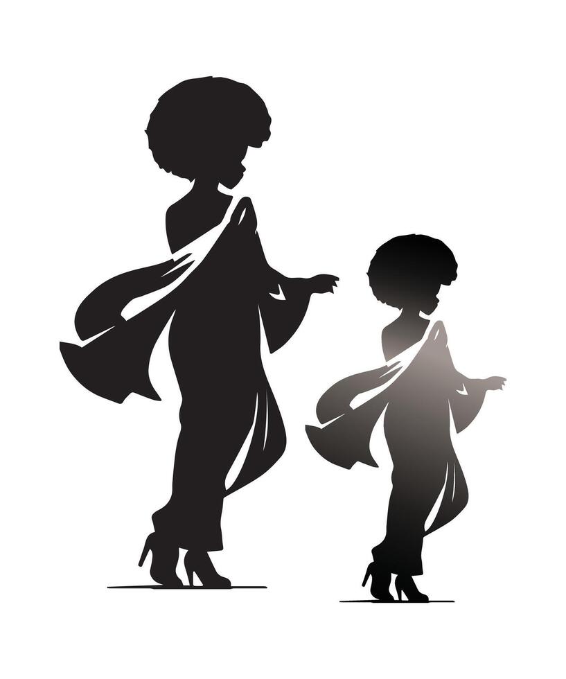 silhouette illustration de une magnifique afro cheveux style femme vecteur