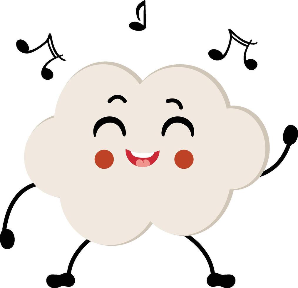 marrant nuage mascotte dansant à la musique vecteur