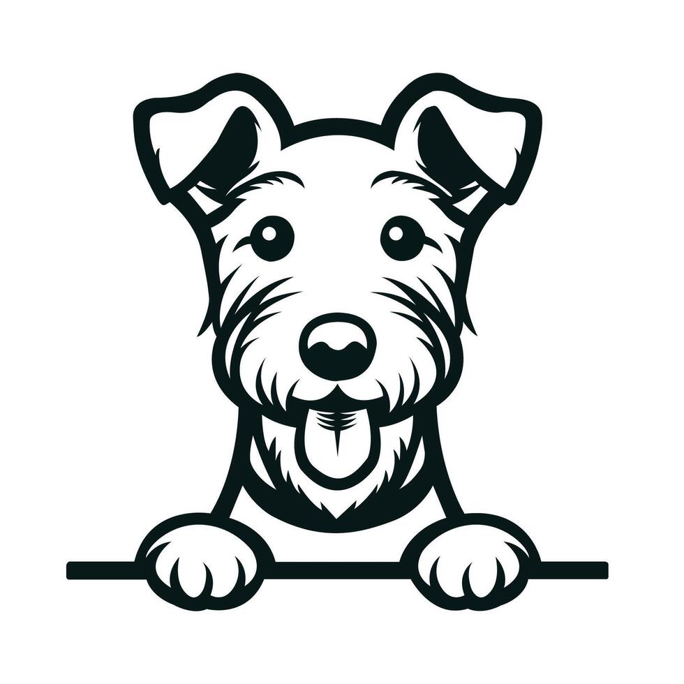 ai généré noir et blanc Renard terrier chien furtivement visage illustration vecteur