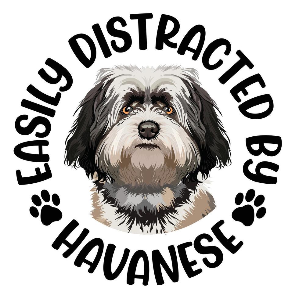 facilement distraits par havanais chien typographie T-shirt conception pro vecteur