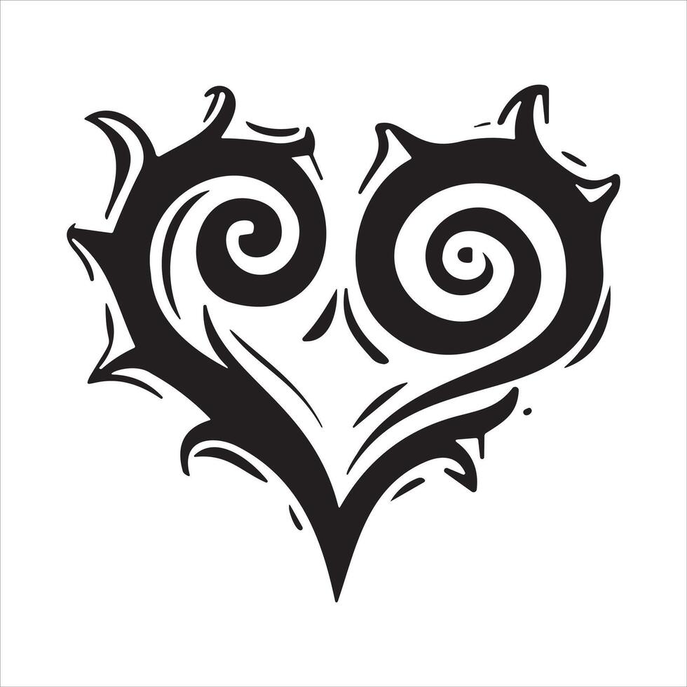 cœur tatouage conception flammes et feu, cœur et l'amour symboles, gothique tatouages et impression modèles vecteur