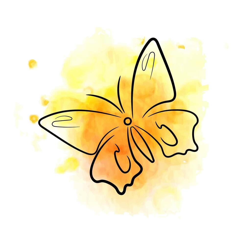 ardent Jaune Orange papillon, encrer, aquarelle vecteur