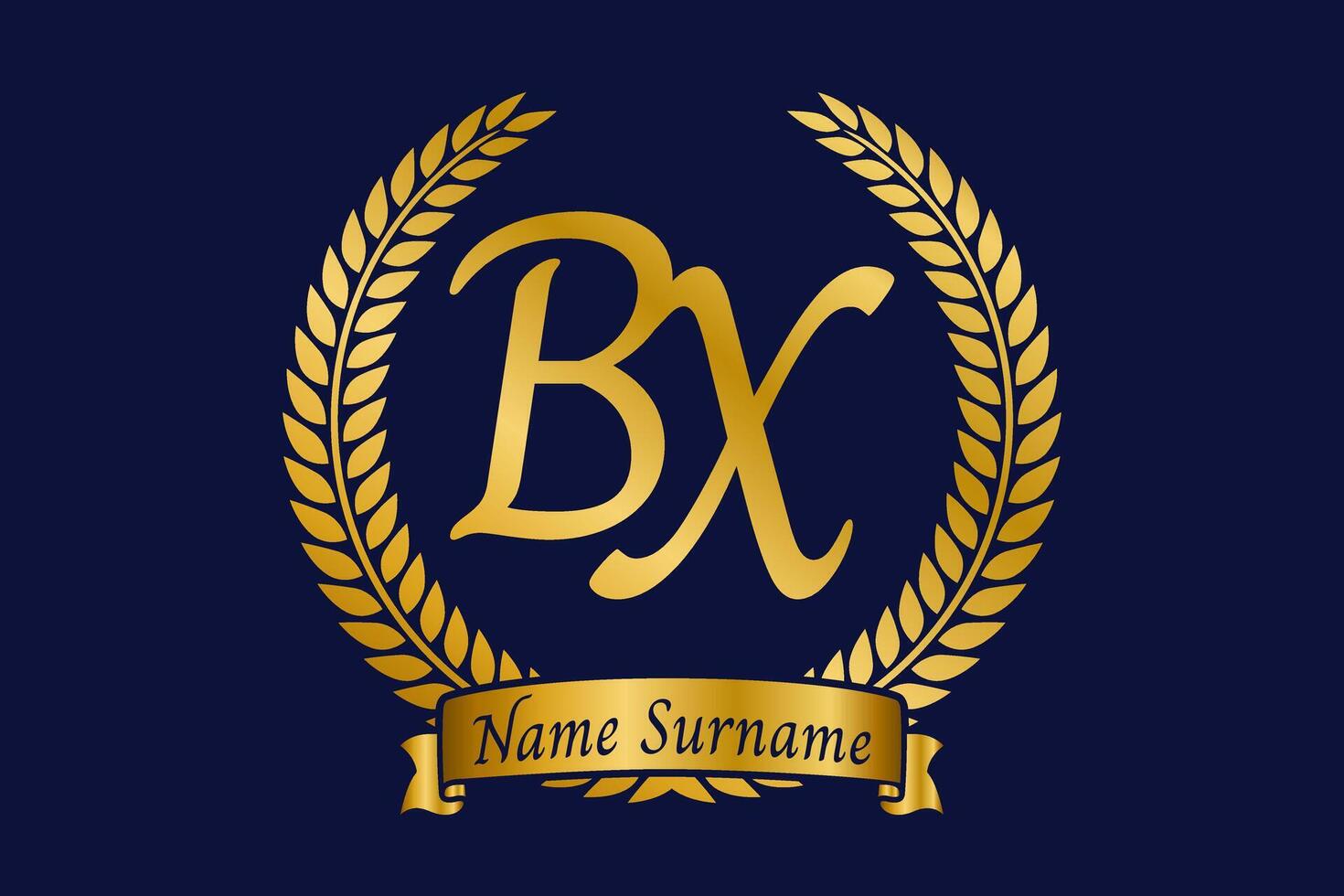 initiale lettre b et X, bx monogramme logo conception avec laurier couronne. luxe d'or calligraphie Police de caractère. vecteur