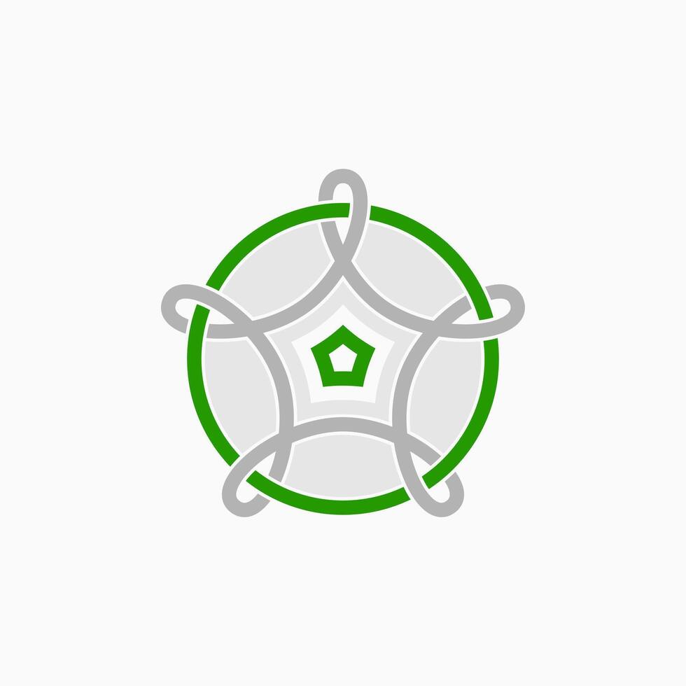 logo conception graphique concept Créatif prime vecteur signe unique Stock abstrait ligne motif Pentagone sur cercle relier . en relation à modèle mosaïque icône