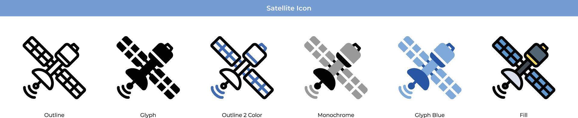 Satellite icône ensemble vecteur