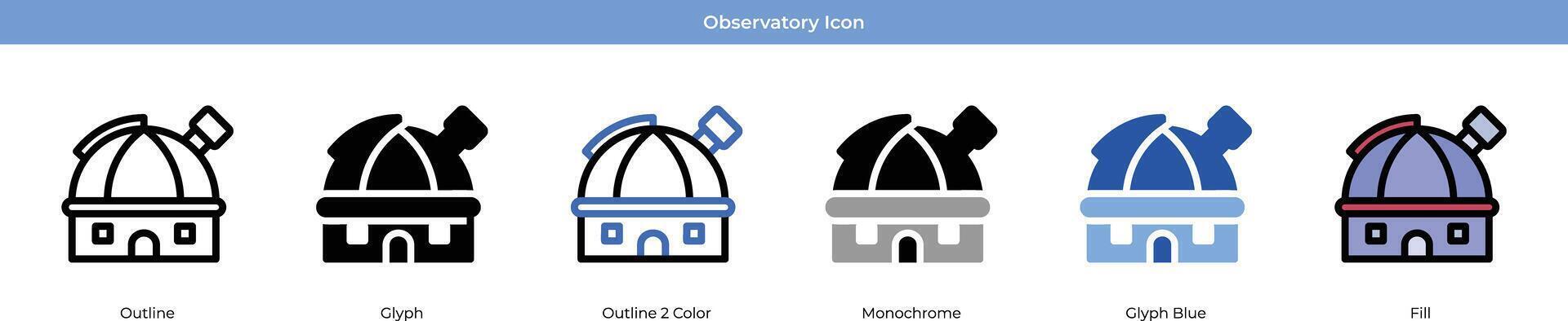 observatoire icône ensemble vecteur