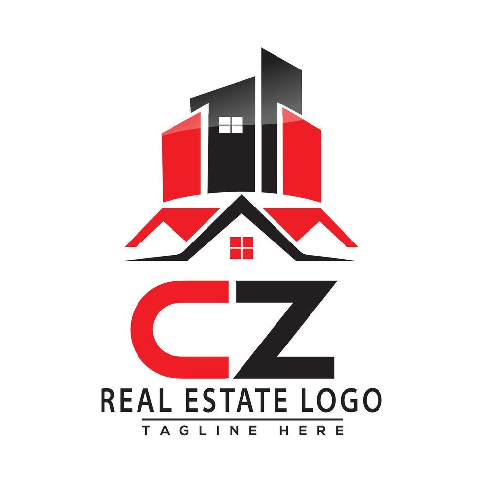 cz réel biens logo rouge Couleur conception maison logo Stock vecteur. vecteur